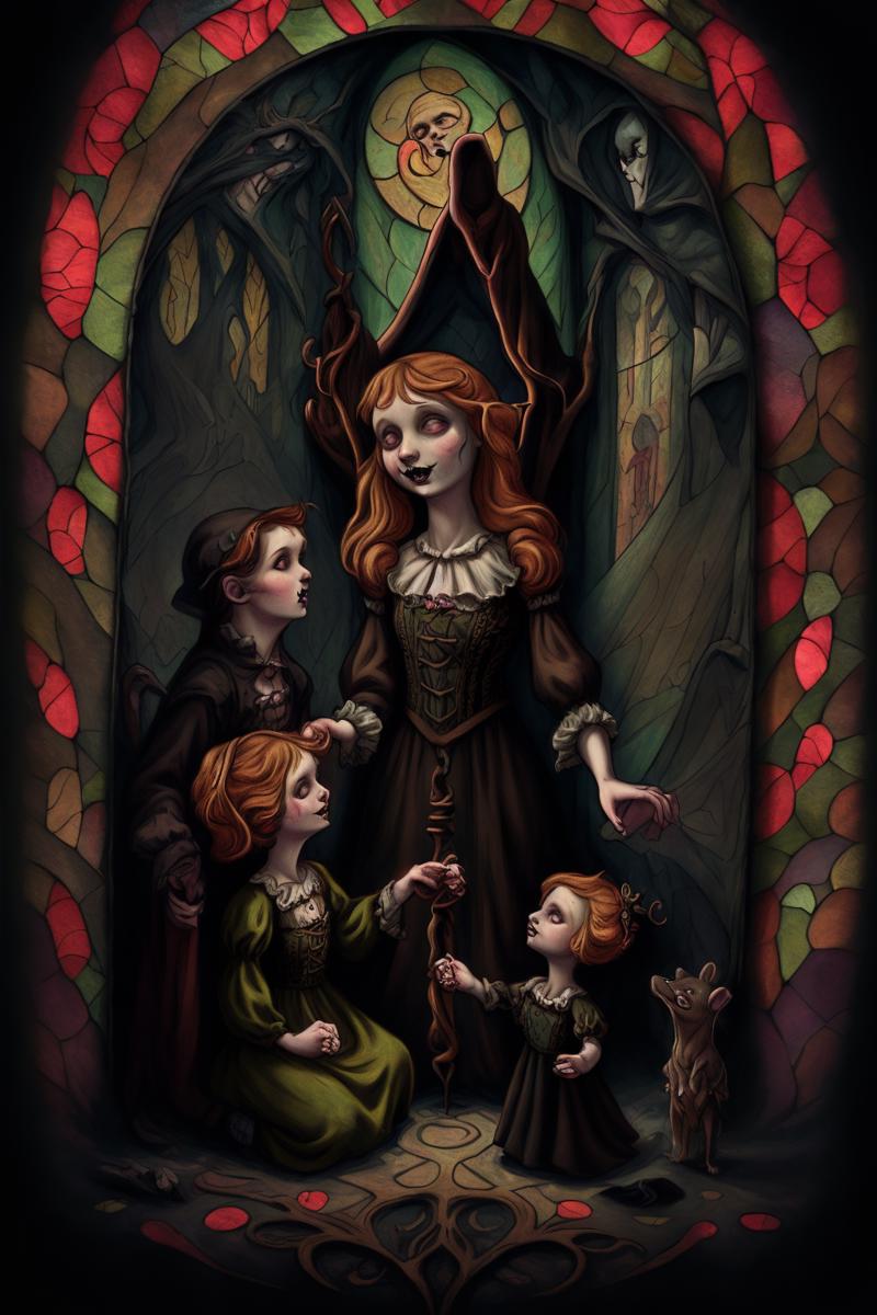 03143-3427578683-Hansel and Gretel tale, gothic stained glass, epic composition, dreamlike, absurdes, fantasy.png